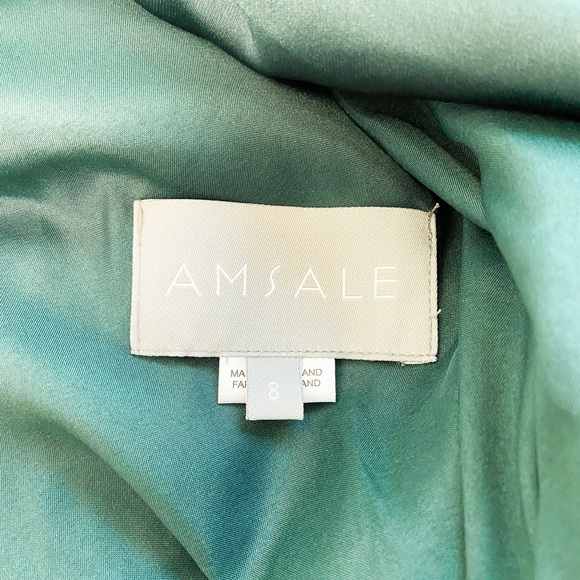 NWT Anthropologie Amsale Pryce Off-the-Shoulder Column Dress Dark Green Size 8 - Picture 11 of 13